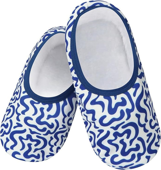 Snoozies Cozy Womens Slipper Socks with Grips Plaid Lines Sherpa-Lined Non-Slip House Slippers