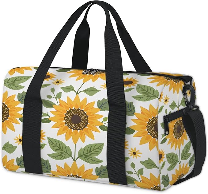 Rustic Botanical Sunflower Travel Duffle Bag for Women Men, Overnight Weekender Bag, Carry on Tote for Sport Gym