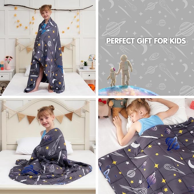 yescool Star Weighted Blanket 3 Pounds Cooling Weighted Lap Blanket, Galaxy Moon Heavy Blanket for Sleeping, Weighted Throw Blanket Gifts for 20-40lbs, 36"x48"