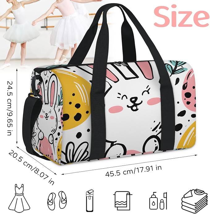 Easter Rabbit Travel Duffle Bag for Men Women, Lightweight Sport Gym Bag Tote Overnight Weekender Carry on Tote