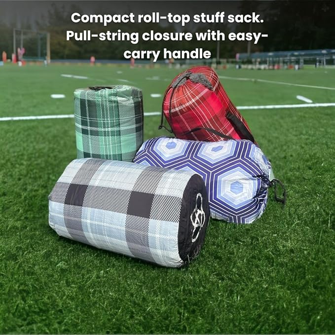 ROAM Weatherproof Sherpa Fleece Blanket - Durable Recycled Ripstop Exterior, Eco Insulation, Compact Travel Design, Machine Washable, All-Season Outdoor & Indoor Blanket, 75" x 52" (Artic Hex)