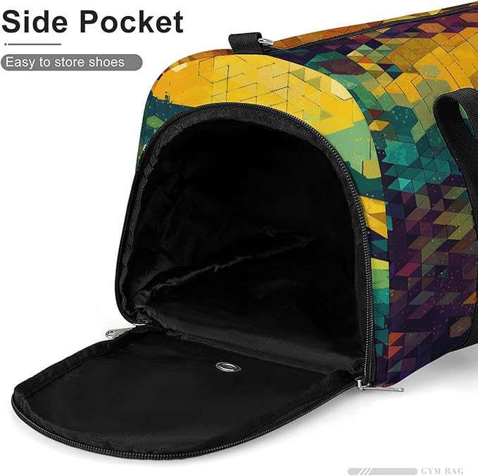 Shiny Hexagon Gym Bag Lightweight ，Travel Duffle Bag with Shoe Compartment，Gym Bag for Women for Overnight, Weekend, Yoga, Gym, Business Trips, Sport And Hospital.