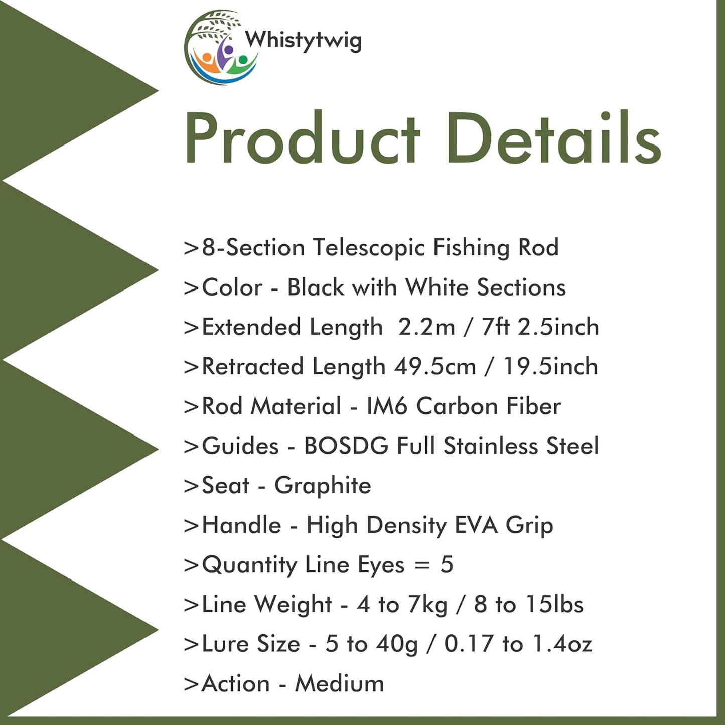 Whistytwig Telescopic Fishing Rod - Versatile Retractable Telescoping Fishing Pole, Collapsible Fishing Rod, Ideal Travel Rod