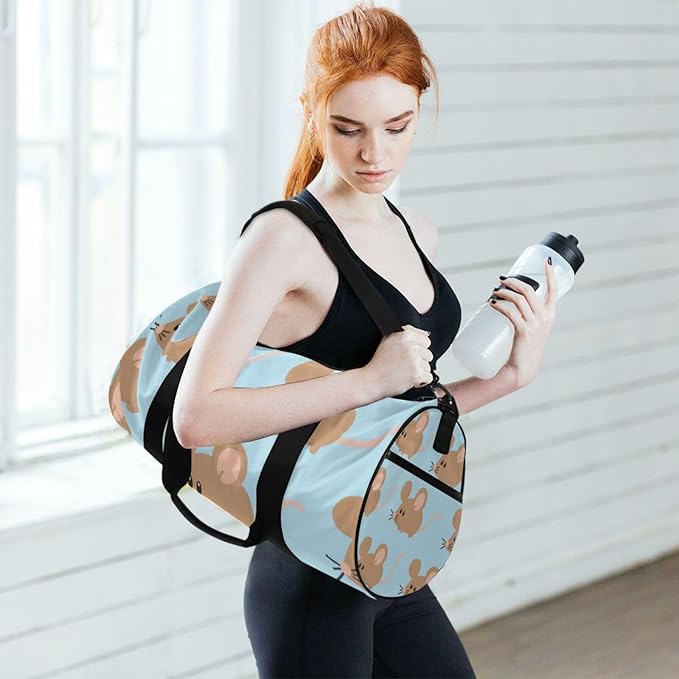 Blue Cartoon Mouse Waterproof Large Bag Gym Shoulder Weekender Overnight Bag
