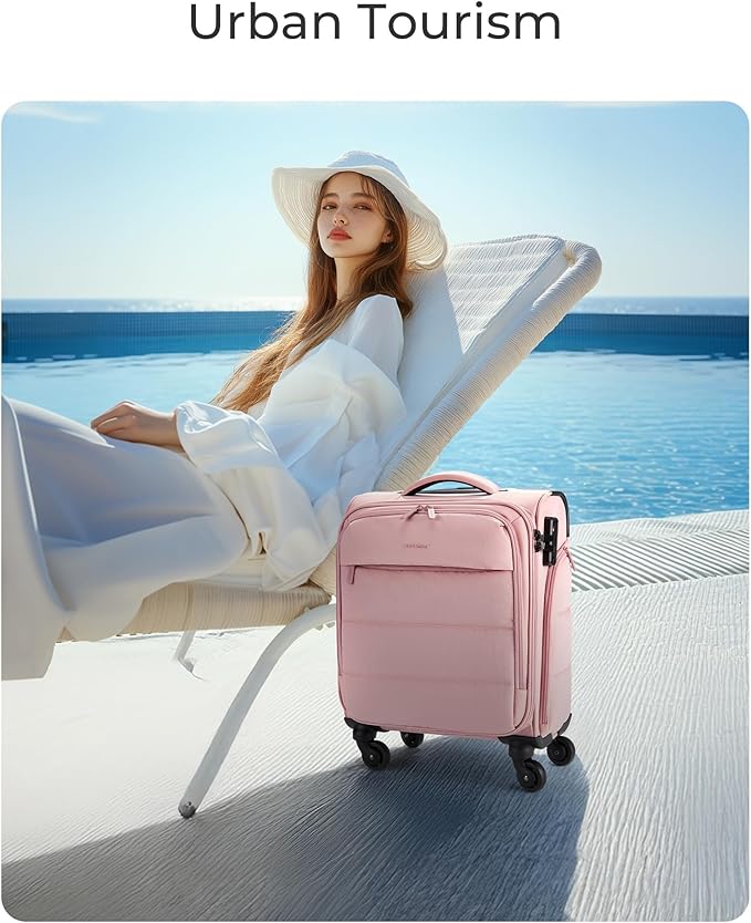 BAGSMART Underseat Carry on Luggage with Wheels, Soft Small Travel Luggage with PVC Wet/Dry Pockets, Lightweight Soft Personal Item Suitcase for Short Trip, Black