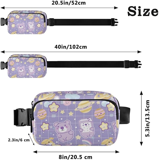 Kawaii Bear Milk Universe Fanny Pack for Women Men Water Resistant Fashion Waist Packs with Adjustable Strap Belt Bag for Travel Workout Jogging Hiking 21219114