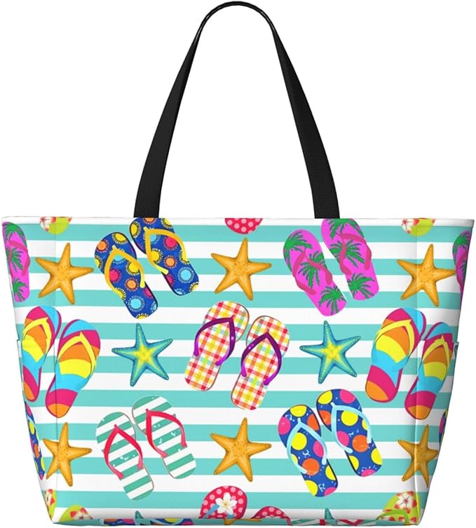 Beach Bag Tote Bags Waterproof Sandproof for Women Large Beach Tote Bag Foldable with Pockets for Weekend Vacation