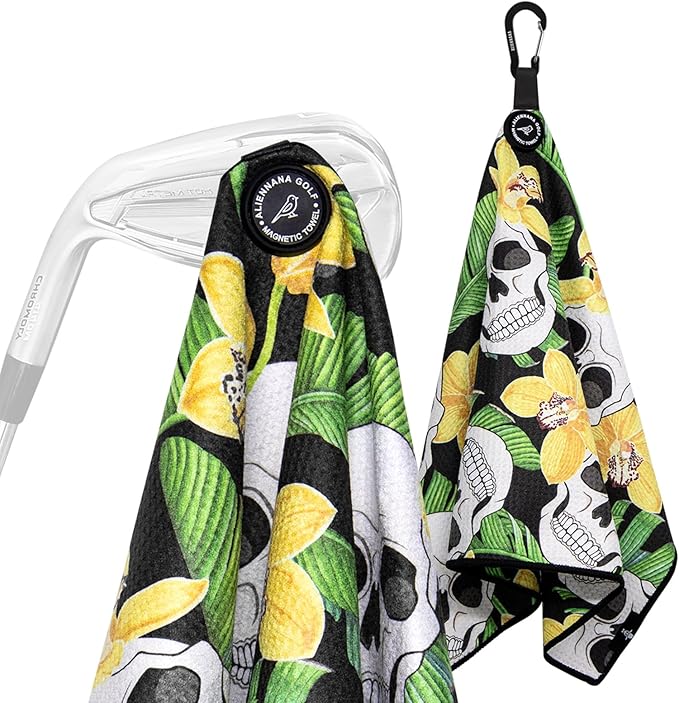 Magnetic Golf Towel, Microfiber Waffle Design with Clip - Industrial Strength Magnet for Strong Hold to Golf Bags, Carts & Clubs