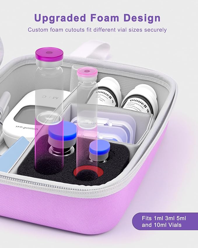 Krypthos Diabetic Supplies Travel Case, Portable Diabetes Organizer for Glucose Meter, Blood Sugar Test Strips Kit, Insulin Pens, Vials, Syringes, Lancing Device More with Adjustable Dividers (Violet)