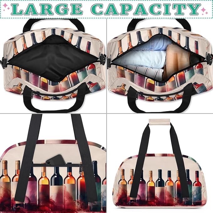 Red Wine Pattern Kids-Duffel-Bags Gymnastics Dance Bag Carry-On Overnight Travel Gym Lightweight Dance Sports Bags For Girls Boys Kids，