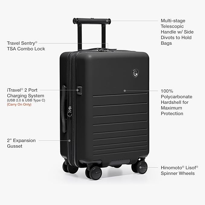 Traveler's Choice Markham Hardside Expandable Luggage with Hinomoto Spinner Wheels, 30-Inch Large, Black