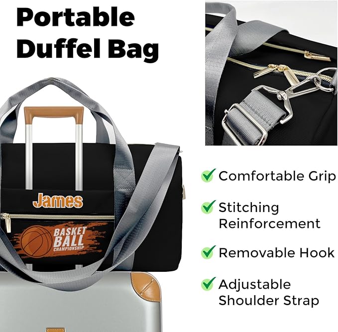 Personalized Tactical Gym Bag For Men，Custom Travel Duffel Bag with Name，Sports Workout Travel Bag with Shoes Compartment-Basketball 4