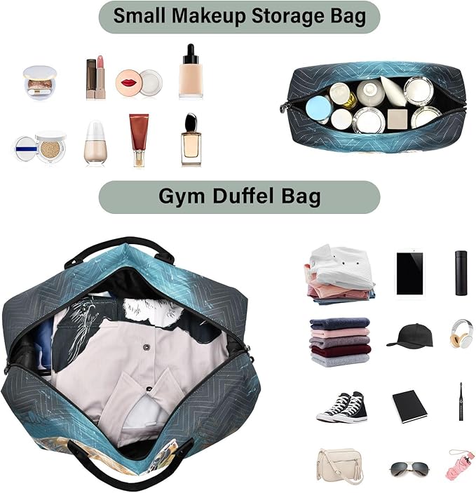Sea Turtle Quilted Travel Bags Weekender Duffle Bags With Toiletry Bag Carry on Overnight Duffels Yoga Gym Bag for Airplanes Business Sports