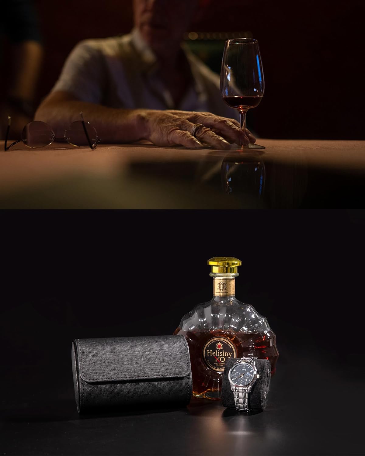 MR.OKAY 2 Watch Travel Case- Classic Leather Watch Case With Superb Texture.Portable Watch Roll Or Organizer For Storage And Display. Travel Gift for Men, All Handcrafted By Leather Craftsmen.