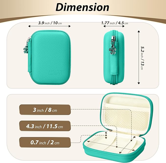 Digital Camera Case for CAMKORY, KODAK PIXPRO FZ45/FZ55, Canon IXUS 285 HS, Lecran, Small Travel Compact Camera Holder with Mesh Pocket for Accessories SD Card (Peacock Green)