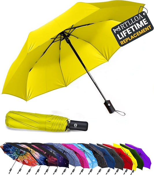 MRTLLOA 42/49 Inch Compact Travel Essentials Umbrella for Rain, Lightweight, Portable, Automatic, Strong, Waterproof Folding Umbrellas for Women, Men and Teenagers