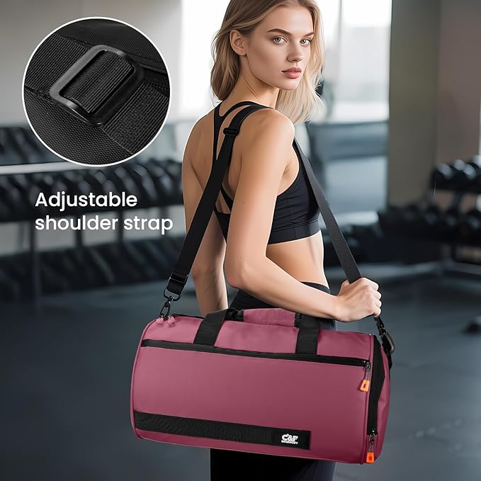 C&F BOGMOST Small Gym Bag for Women & Men,Small Lightweight Duffel Bag Carry On Bags Mini Duffel Travel Bag Waterproof Sports Bags for Workout/Sport/Travel, Purplish Red,with Shoes Compartment