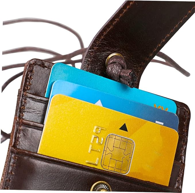 Blocking Wallet Badge Holder Lanyard Clips Leather Card Holder Sleeve for Credit Cards Name Protector