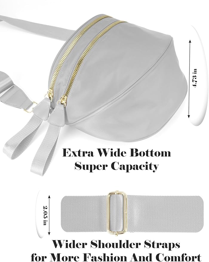 Pure Colour Crossbody Bag Bum Bag for Women,Spacious Purse Fanny Packs Belt Bag,Oversized Bum Bag (Colour Bum Bag-Light Grey)