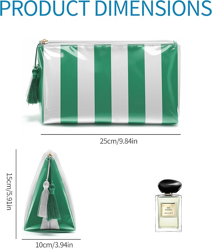 Makeup Bag, Small Clear Coated Cosmetic Bags for Women Girls, Waterproof Travel Makeup Bag for Purse Organizer Zipper Pouch Beach Summer Vacation Essentials Gifts for Women