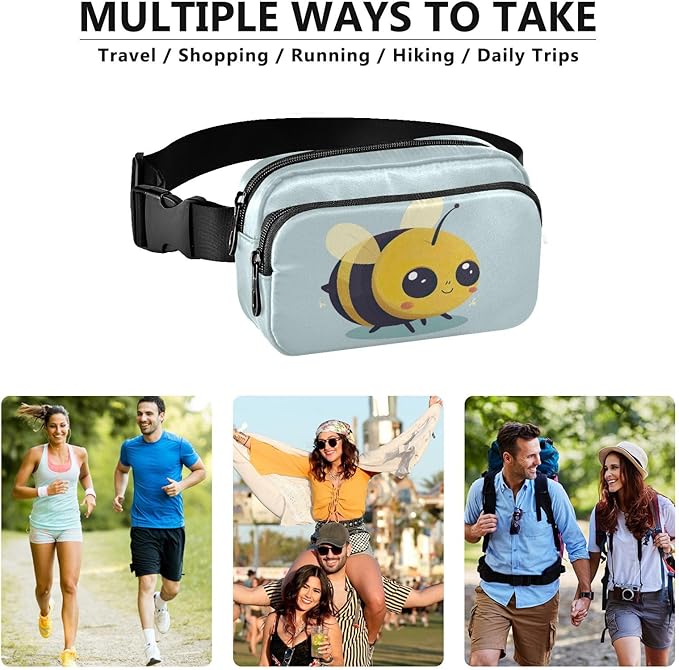 Kawaii Bee Fanny Pack for Women Men Water Resistant Fashion Waist Packs with Adjustable Strap Belt Bag for Travel Workout Jogging Hiking 21219273