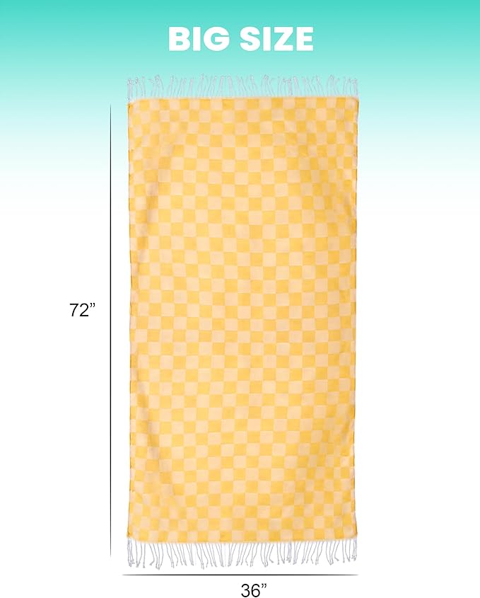 4 Packs Checkered Plaid Turkish Beach Towel Beach Blanket Sandproof Fast Drying Extra Large Match Tote Bag Lounge Chair Umbrella Tent Dress Toys Canopy Outfits Dresses Shirt Cooler Packpack Table