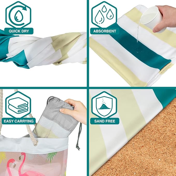 SUN CUBE Microfiber Beach Towel, Quick Dry Sand Free Beach Towel, Lightweight Compact Travel Swim Towel for Pool, Camping, Sand Resistant Packable Adult Towel - Beige Cream, 60x30 Inches