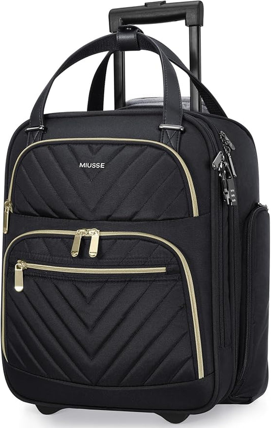Carry-on Underseat 16-inch Luggage with Wheels, Softside Rolling Carry-on, Lightweight Travel Suitcase for Men Women, Personal Item Rolling Travel Bag
