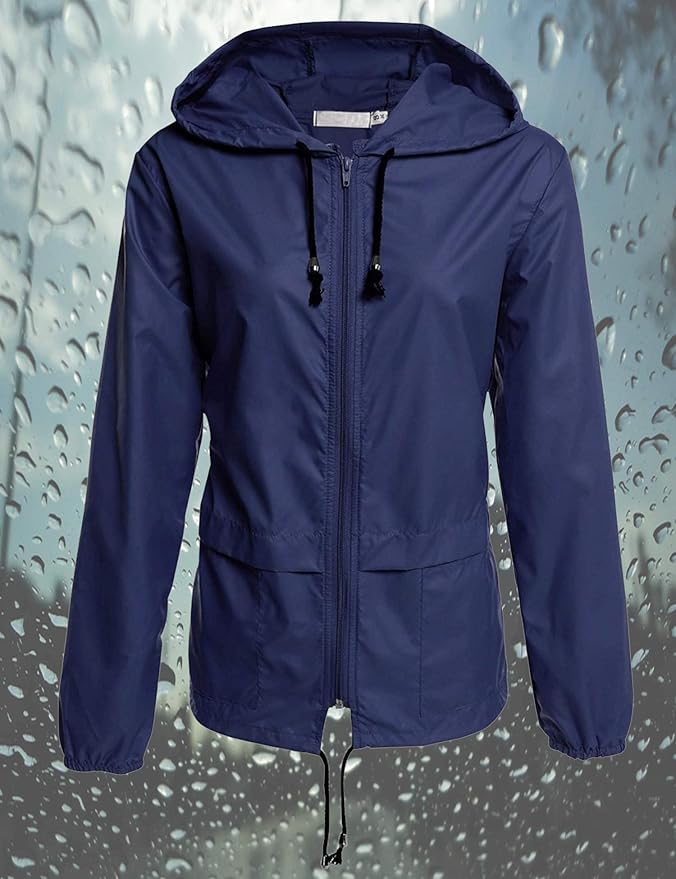 Avoogue Raincoat Women Lightweight Waterproof Rain Jackets Packable Outdoor Hooded Windbreaker