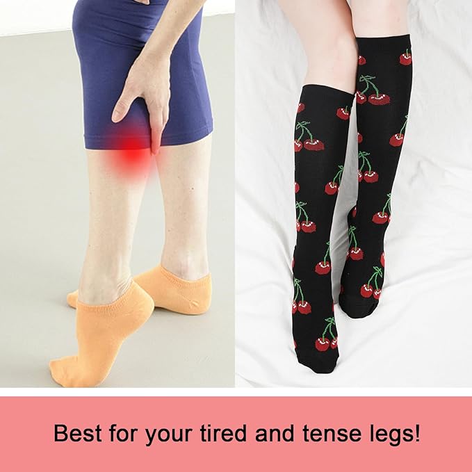 Junely Compression Socks for Women Knee High Socks for Running Nurses Pregnant Women Work Support Travel Flight Sports