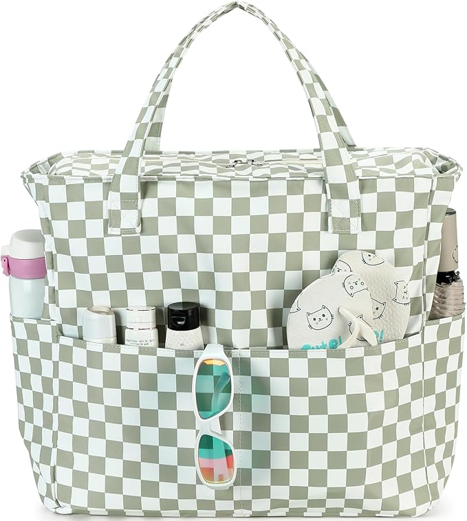 LEDAOU Large Beach Bag Women Waterproof Sandproof Zipper Beach Tote Pool Bag for Swim Gym Grocery Travel with Wet Pocket | Waterproof, Sandproof, Zipper, Pool, Gym, Grocery