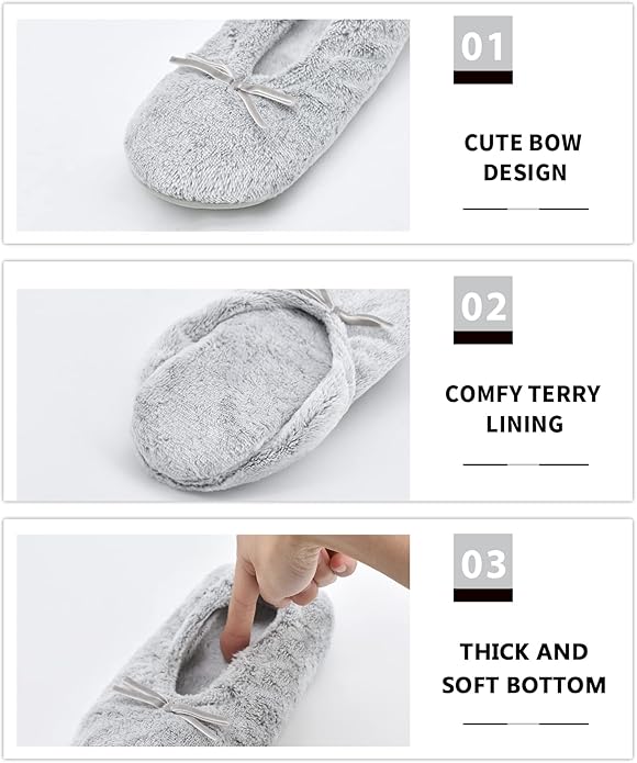 DICUIRD Women's Ballerina Slippers Lightweight House Slippers with Stretchable Heel Design