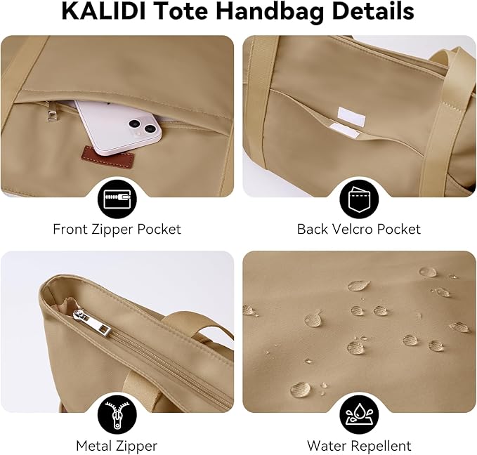 Handbags for Women Large Capacity Tote Bag with Zipper and Multi-Pockets Lightweight Waterproof Nylon Shoulder Bag