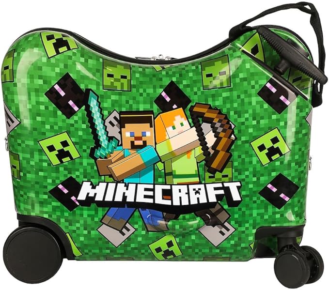 Bioworld Minecraft Steve & Alex Green 15" Ride-On Luggage