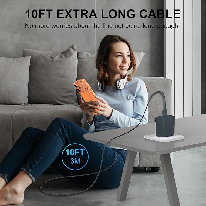 Phone 17 16 Pro Max Charger Fast Charging, 45W USB C Phone 17 16 Super Fast Charger Block with 10ft Long Type C Charging Cable Cord for i.Phone 17 Pro Max/17 Pro/17 Air/17/16/16Pro/16 ProMax-Navy blue