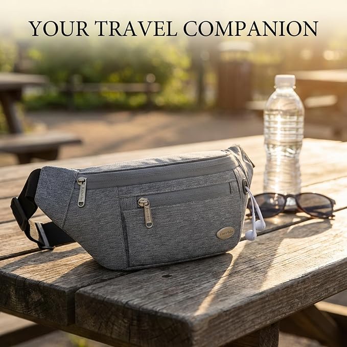 Entchin Fanny Pack for Women Men,Crossbody Belt Bag with 4-Zipper Pockets,Adjustable Waist Bag Pack,One of the Most Popular Travel Essential Gifts for Walking,Traveling,Cycling