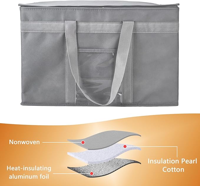 Yalin XXXL Large Insulated Cooler Bag, Styrofoam Cooler of Keep Food Hot or Cold, Reusable Double Zipper Food Delivery Bag for Grocery Shopping, 23" W x 15" H x 14" D