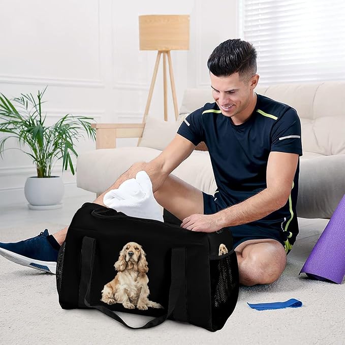 Cocker Spaniel Dog Duffle Bag Gym Bag for Workout Travel Tote with Detachable Straps