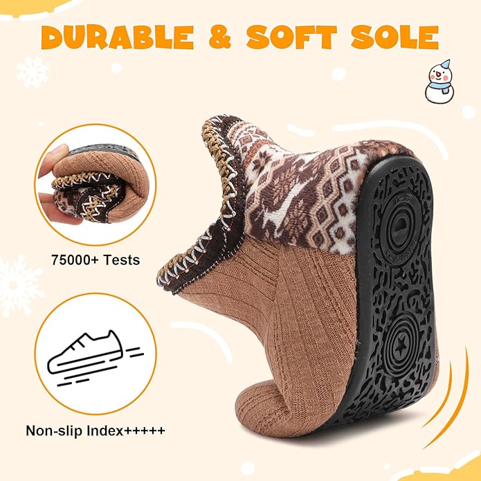 LeIsfIt Toddler Slippers Boys Girls Cozy Warm House Shoes Kids Non-slip Winter Slipper Booties Slip on Plush Lining Sock Slippers