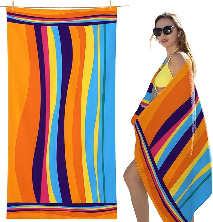 cabanana Microfiber Beach Towel Oversized - Quick Dry Beach Towels, Lightweight Thin Compact for Travel, Large Size 70x40 Pool Towel Beach Essentials (Waves)