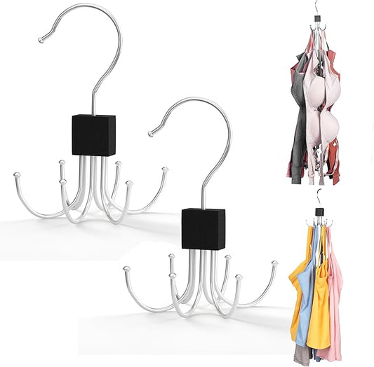 Tank Top Hanger,Rotatable Bra Hanger,Max 36 Storage Capacity Sports Bra Hangers,Space Saving Hangers for Dorm,Closet Organizers and Storage,Closet Organizer for Belt,Scarf, Purse,Black