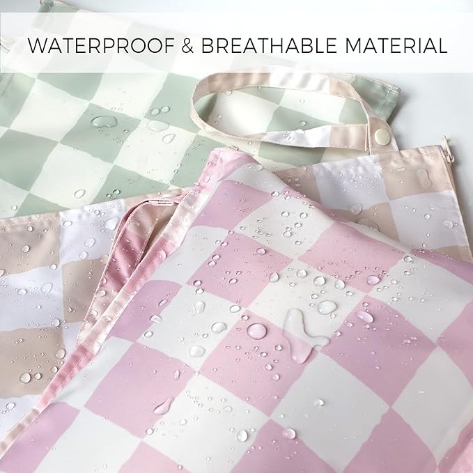 Wet Dry Bags Water Resistant - 2 Pack Reusable Waterproof Wet Dry Bag for Swimsuits & Baby Clothes - Leakproof Storage Pouch Bag for Travel & Baby Diaper - Travel Laundry Daycare Bags