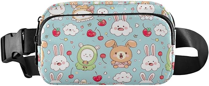 Kawaii Animal Rabbit Fanny Pack for Women Men Water Resistant Fashion Waist Packs with Adjustable Strap Belt Bag for Travel Workout Jogging Hiking 21219139