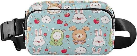 Kawaii Animal Rabbit Fanny Pack for Women Men Water Resistant Fashion Waist Packs with Adjustable Strap Belt Bag for Travel Workout Jogging Hiking 21219139