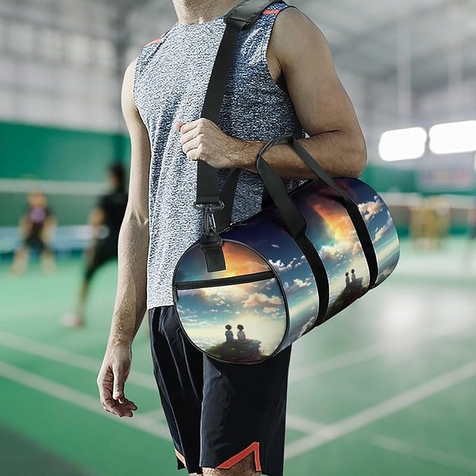 Sports Gym Bag for Women Men Travel Duffel Bag Tote Weekender Bag Anime Sky Carry on Overnight Bag for Travel Swimming Fitness Workout Sports Duffle Bag