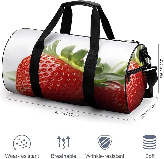 Sports Gym Bag for Women Men Travel Duffel Bag Tote Weekender Bag Fruit Strawberry Carry on Overnight Bag for Travel Swimming Fitness Workout Sports Duffle Bag