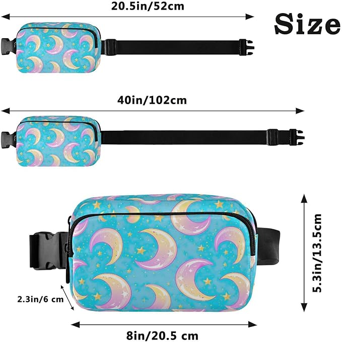 Gradient Moons Star Fanny Pack for Women Men Water Resistant Fashion Waist Packs with Adjustable Strap Belt Bag for Travel Workout Jogging Hiking 21219046