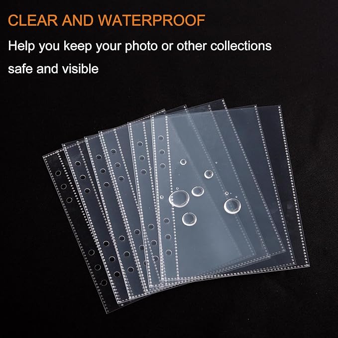 30pcs Pocket Sleeves for A5 6 Ring Binder, 1-Pocket Sheets Inserts Refill Pages for Kpop photocard, Savings Challenges, Sticker Collecting Album Binder (100 Micron Thickness per Layer)