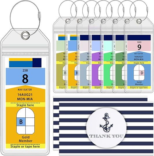CruiSeaU Cruise Luggage Tag Holders for Royal Caribbean and Celebrity Cruises 8 packs, Cruise Essentials by Cruise Ship Crew Members 6.5x2.5 inches 8pcs