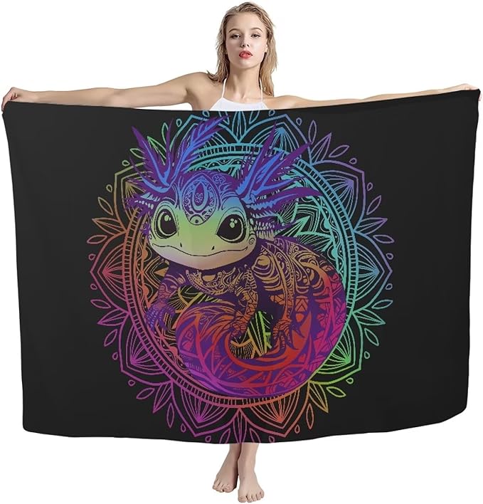 Quick Dry Beach Towel, Adult Oversized Lightweight Absorbent Compact Beach Towels Sand Free Beach Thin Blanket for Camping Pool Swimming (79"x56" Size M) Mandala Salamander Print